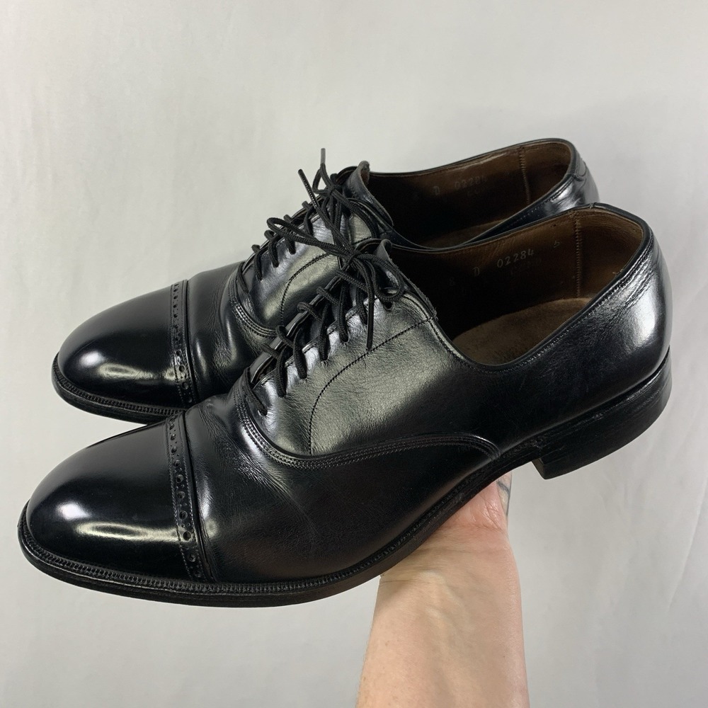 Allen Edmonds Mens Cap Toe Oxford Leather Dress Shoes Size 8D Black USA